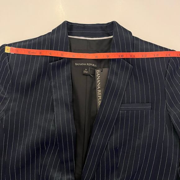 NWT Banana Republic Satin Blazer Women’s Size 0 Navy Pinstripe Boyfriend Office - Picture 9 of 16